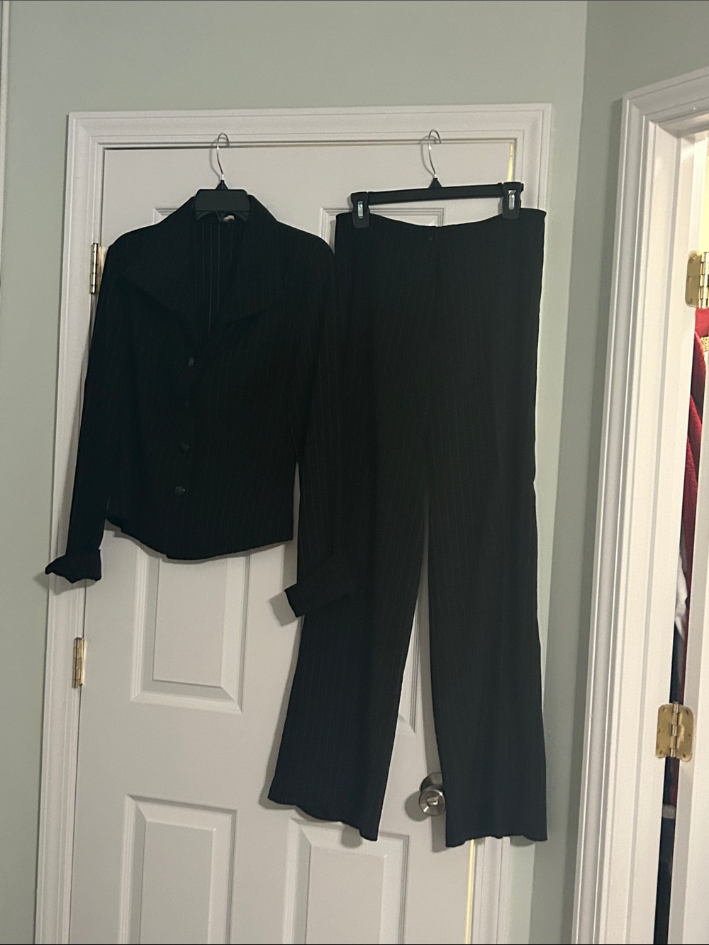 Women's Black Pinstripe Dress Pants - Classic Professional Look